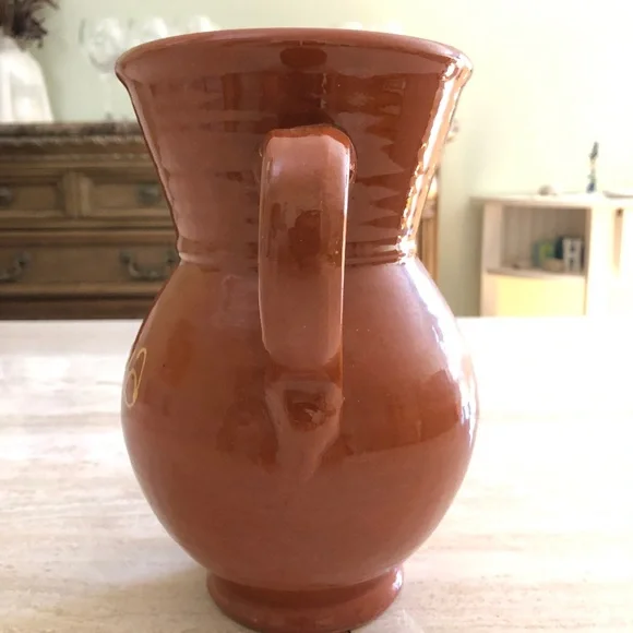 NWOT Contemporary Studio Pottery Glazed Terra Cotta Sangria Pitcher - Picture 3 of 9